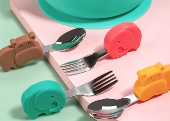 Baby Gadgets Tableware Set Children Utensil Stainless Steel Toddler Dinnerware Cutlery Cartoon Infant Food Feeding Spoon Fork