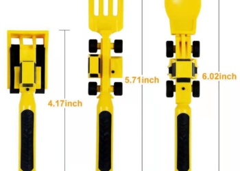 Dinneractive Car Bulldozer Excavator Shovel Machine Fork Shovel Children’s Tableware