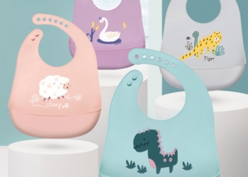 Cute Baby Bibs Waterproof Soft Silicone Cartoon Print Baby Feeding Stuff Dinosaur Kids Girl Boy Adjustable Children Bib